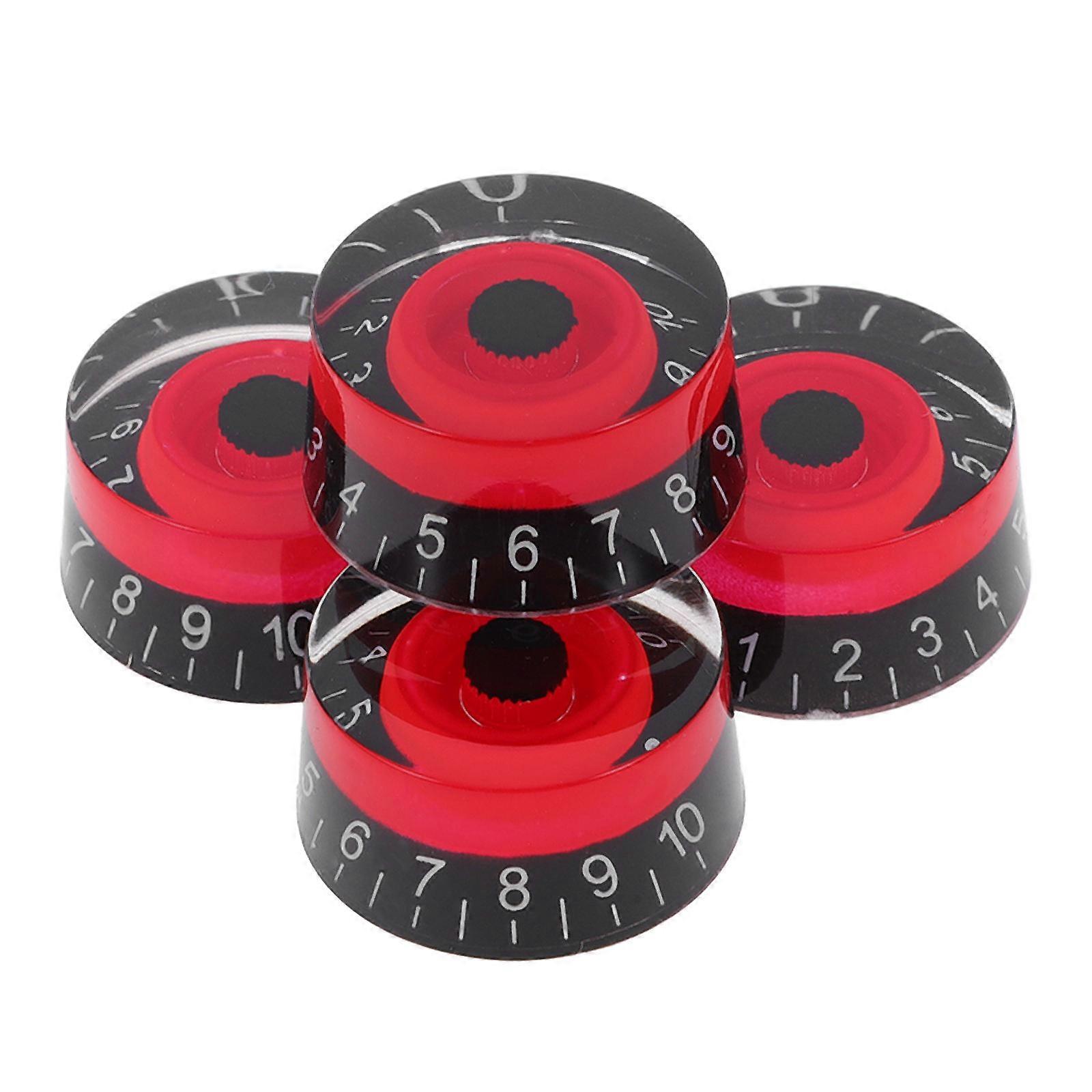 Knobs for Guitar Acrylic Effect Pedal Control Amplifier Knobs 4Pcs Red