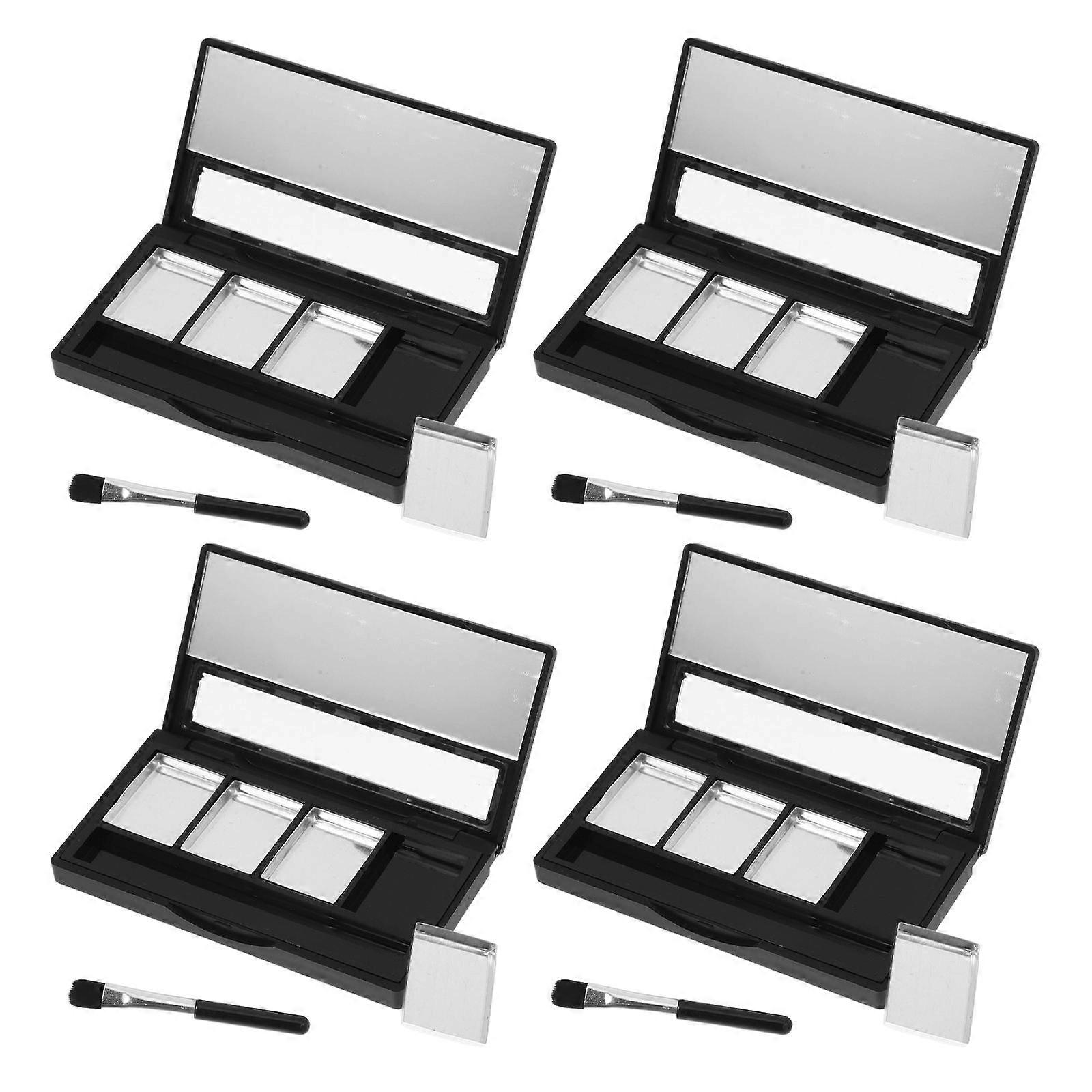 Empty Eye Shadow Pallet 4Pcs for Storage Black with Compartments
