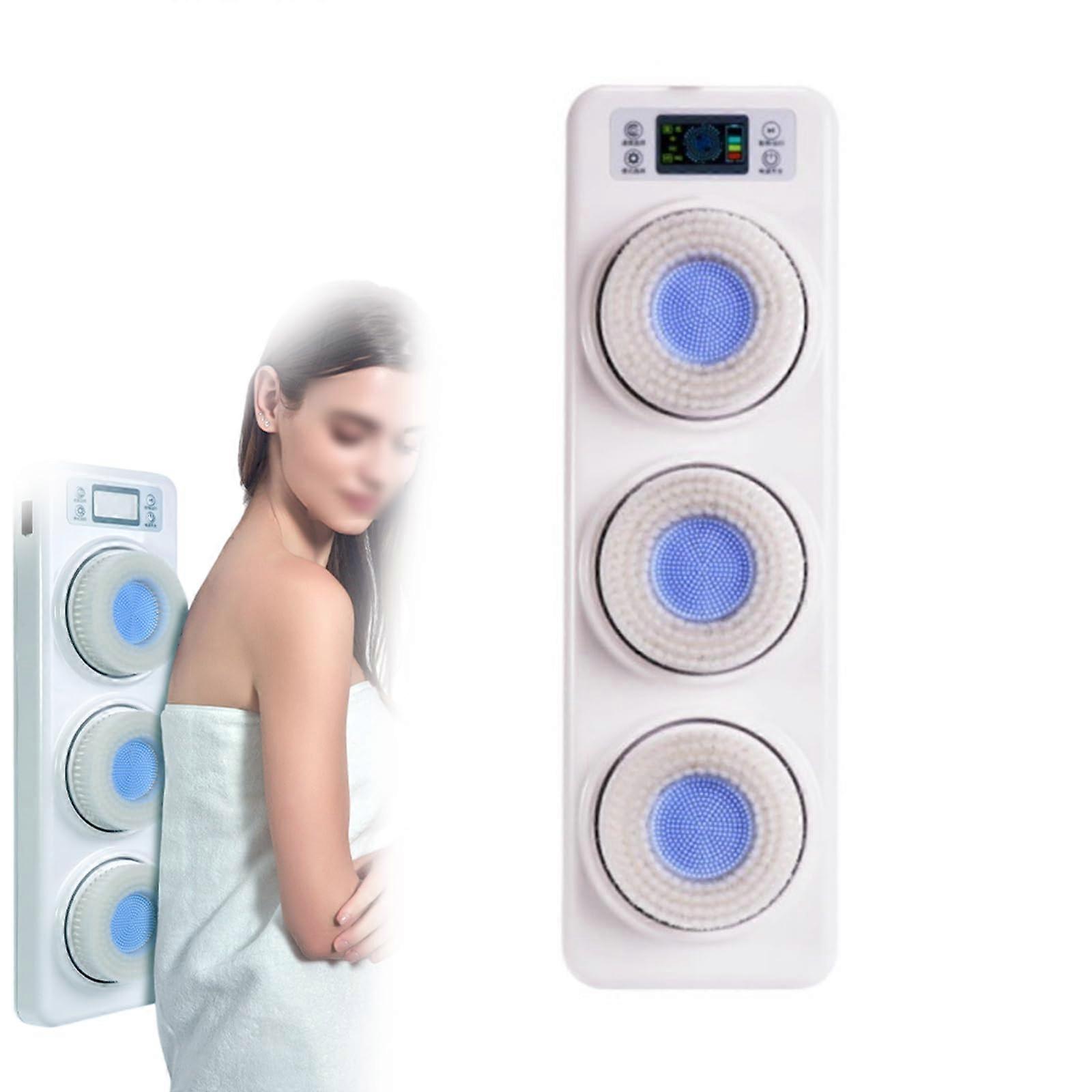 Electric Back Scrubber 360° Automatic Rotation, 3Speed Wall Mounted Body Brush with Display