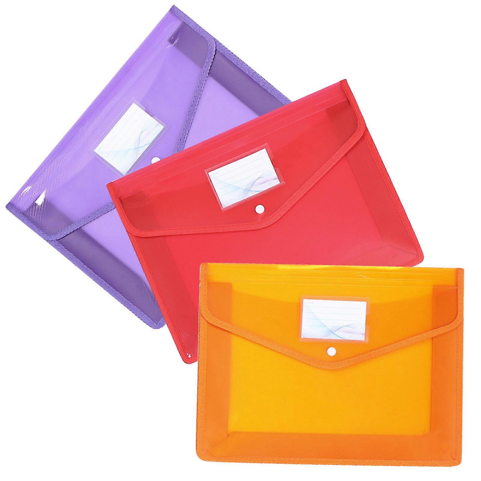 Document Folder Waterproof File Holder for Storage Use 3Pcs PVC Pouch