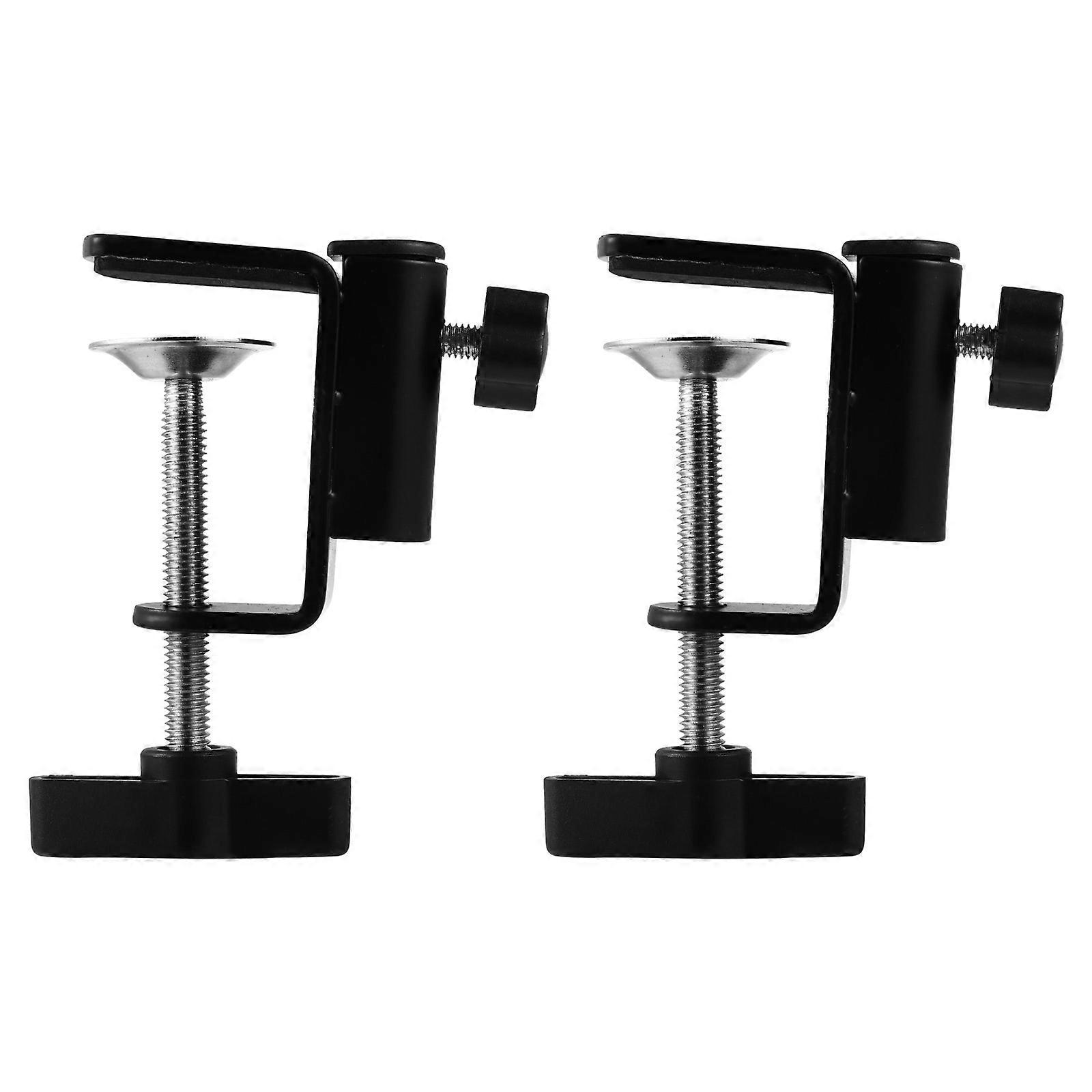 Metal Microphone Bracket Base for Table Fixed Clip 2Pcs Black