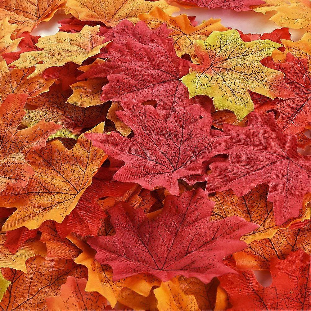 Maple Leaf Artificial Silk Leaves for Decor 200Pcs Multicolor Autumn Fall Party