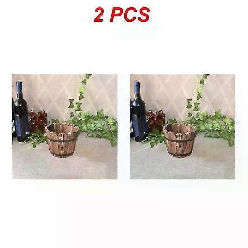 Rustic Wooden Planter Box with Handle, Vintage Solid Wood Succulent Flower Pot, 1/2PCS