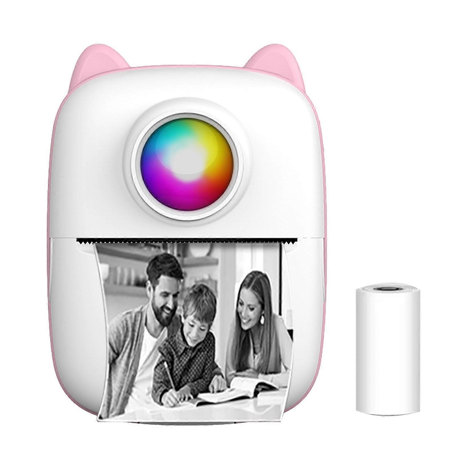 Wireless Portable Photo Printer 203 DPI Mini Mobile Thermal Printer with Builtin Battery Pink