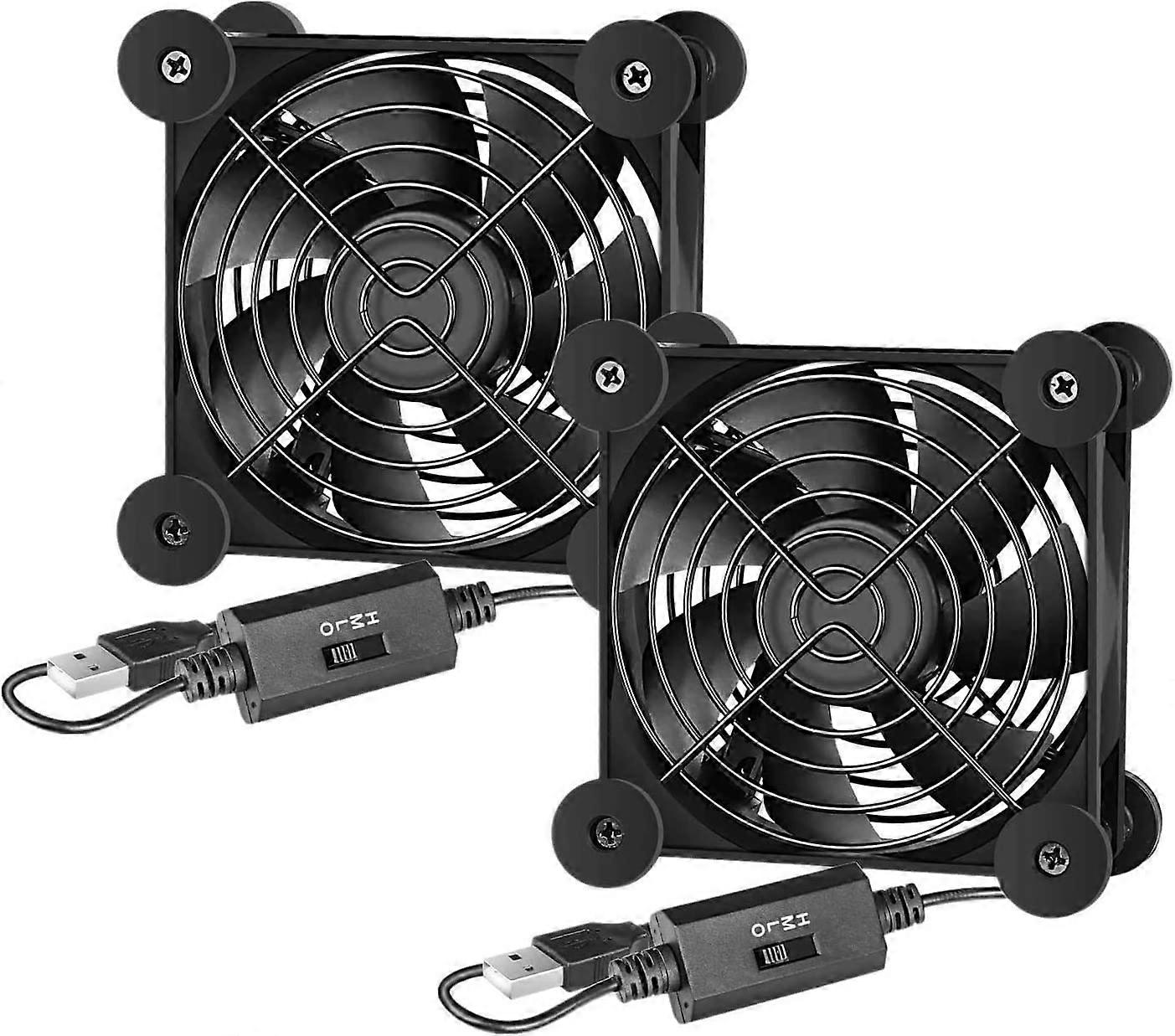 2Pack 120mm Quiet USB Cooling Fan with MultiSpeed Control for Router Gaming Console and PC