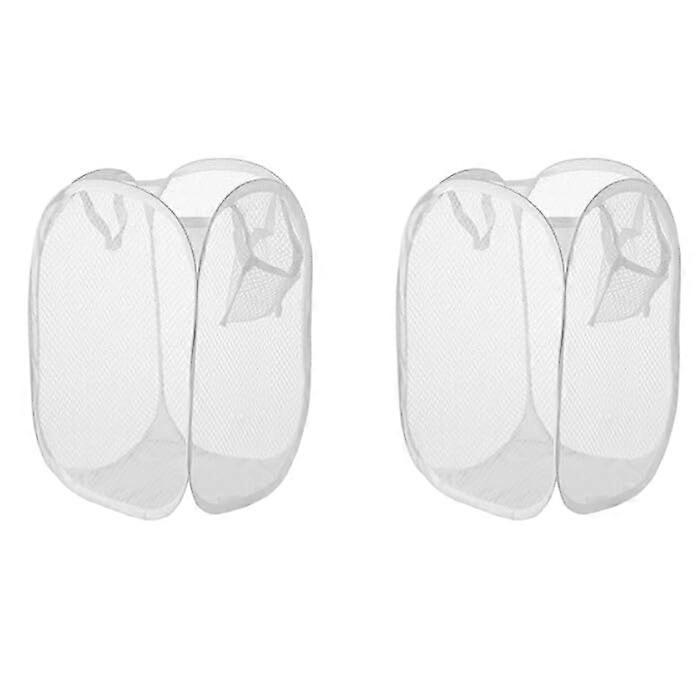 Laundry Hamper 2Pack, Large Collapsible Mesh Basket with Handles for Clothes, Dorm and Home Use