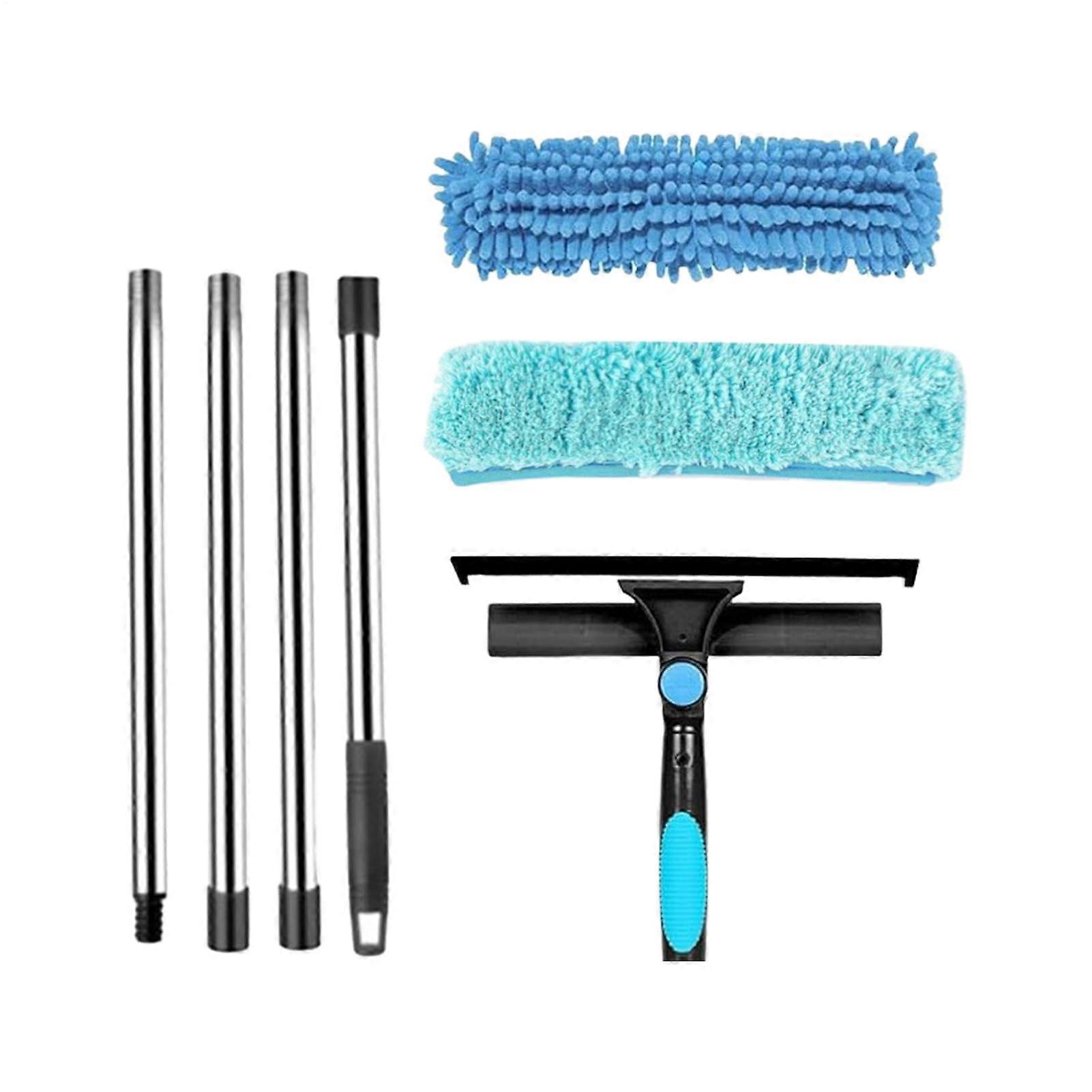 Ceiling Duster with Telescopic Handle, 2 in 1 Extendable Dusting Brush for Cobwebs, Walls and Fans