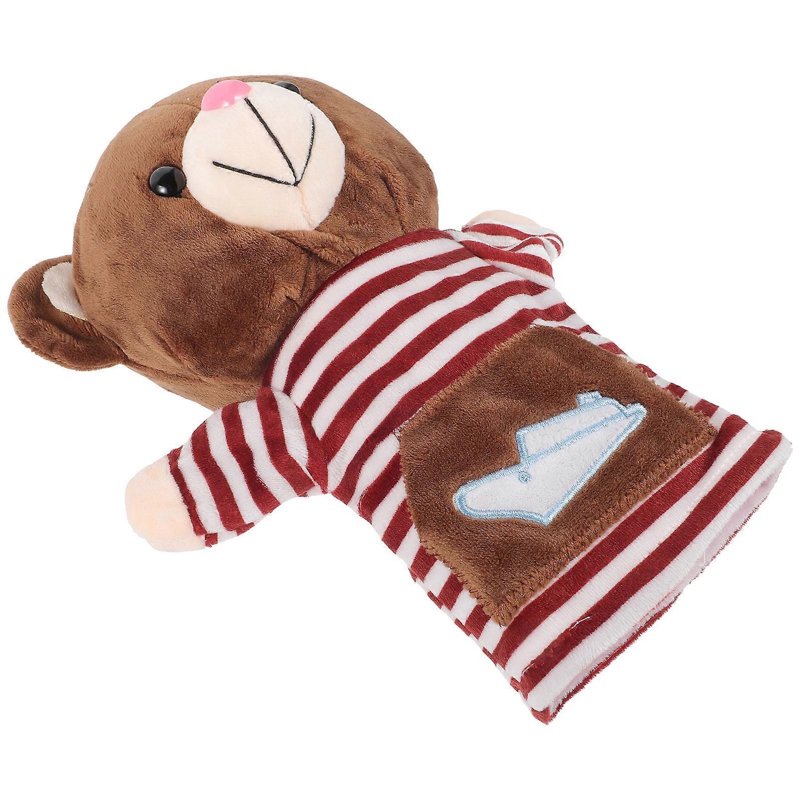 Animal Hand Puppet Bear Stuffed Toy for Kids Interactive 1 Piece