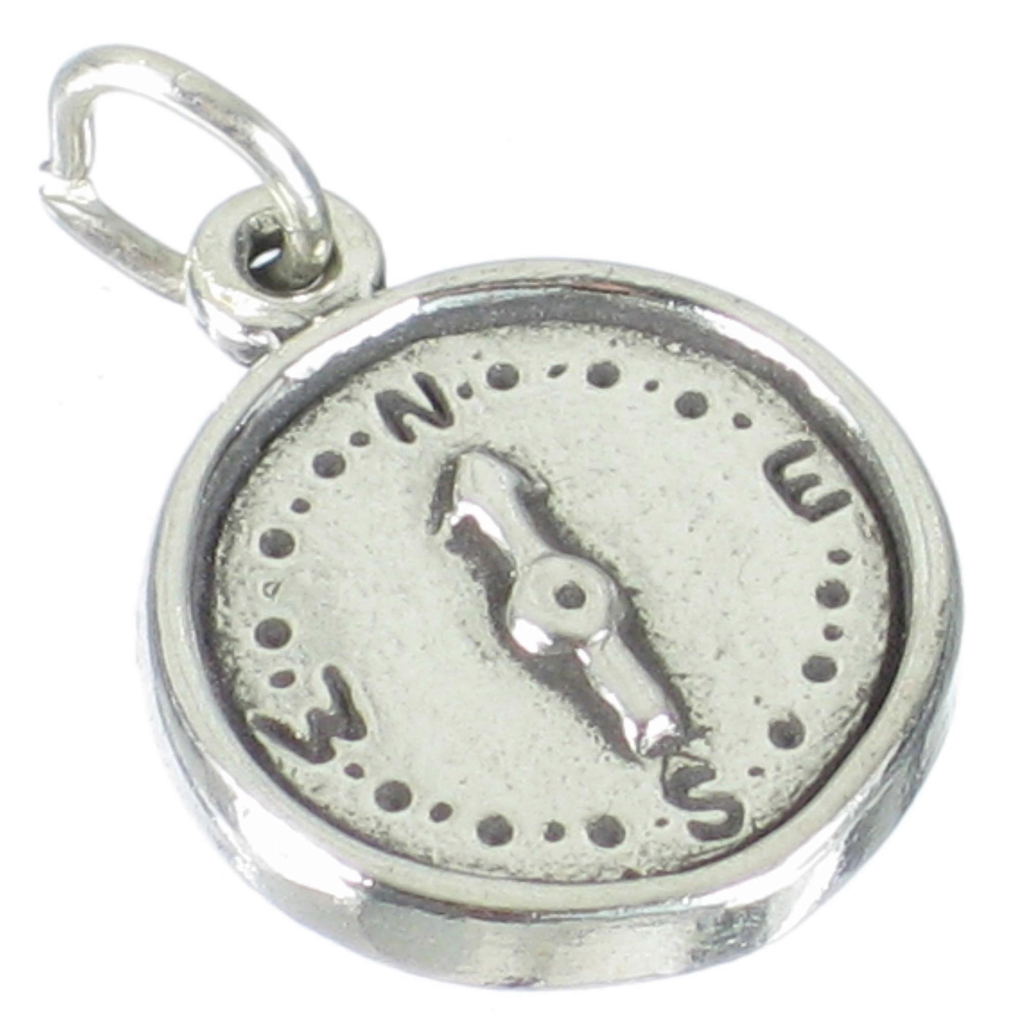 Compass sterlng silver charm .925 x1 Map Reading Lost Navigation charms