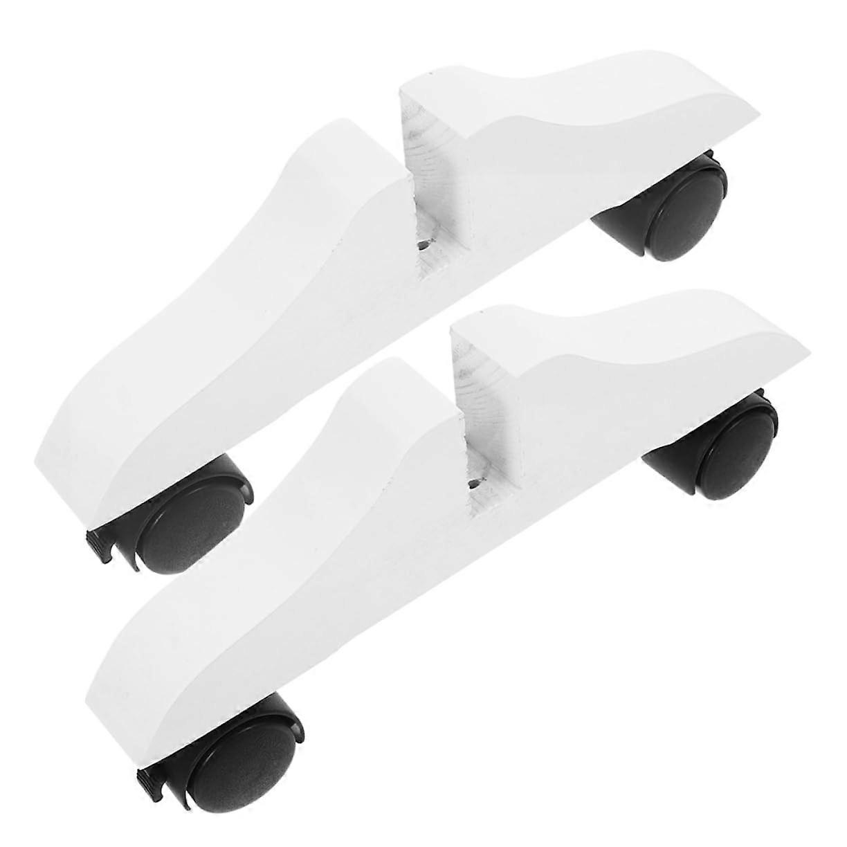 Room Divider Base White 2pcs with Wheels Stable Screen Support Wooden Partition Feet