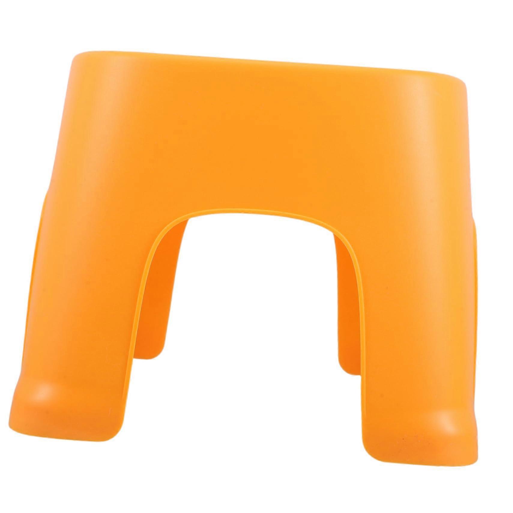 Bath Stool with Ergonomic Seat Design, Bright Orange Step Stool for Bathroom and Home Use