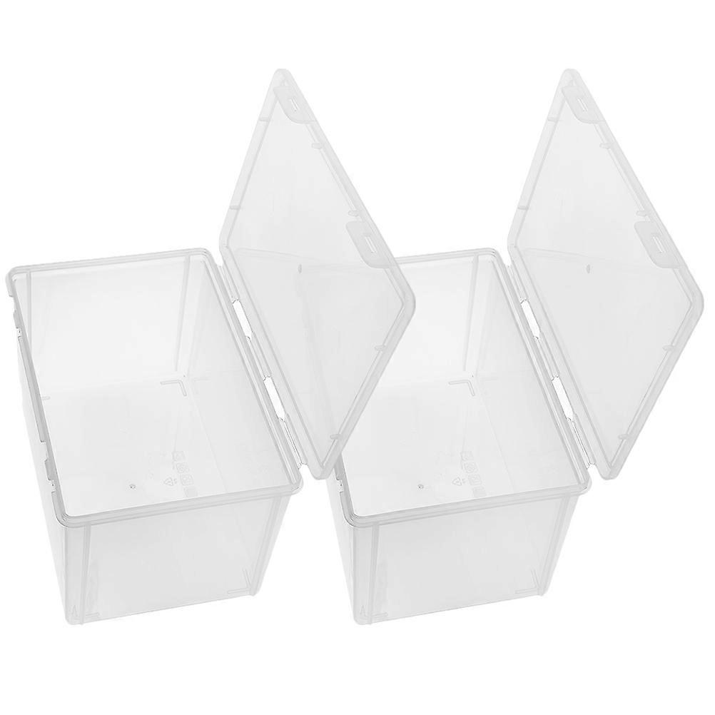 Transparent Bread Storage Box Flip Lid 2Pcs for Household Kitchen Use