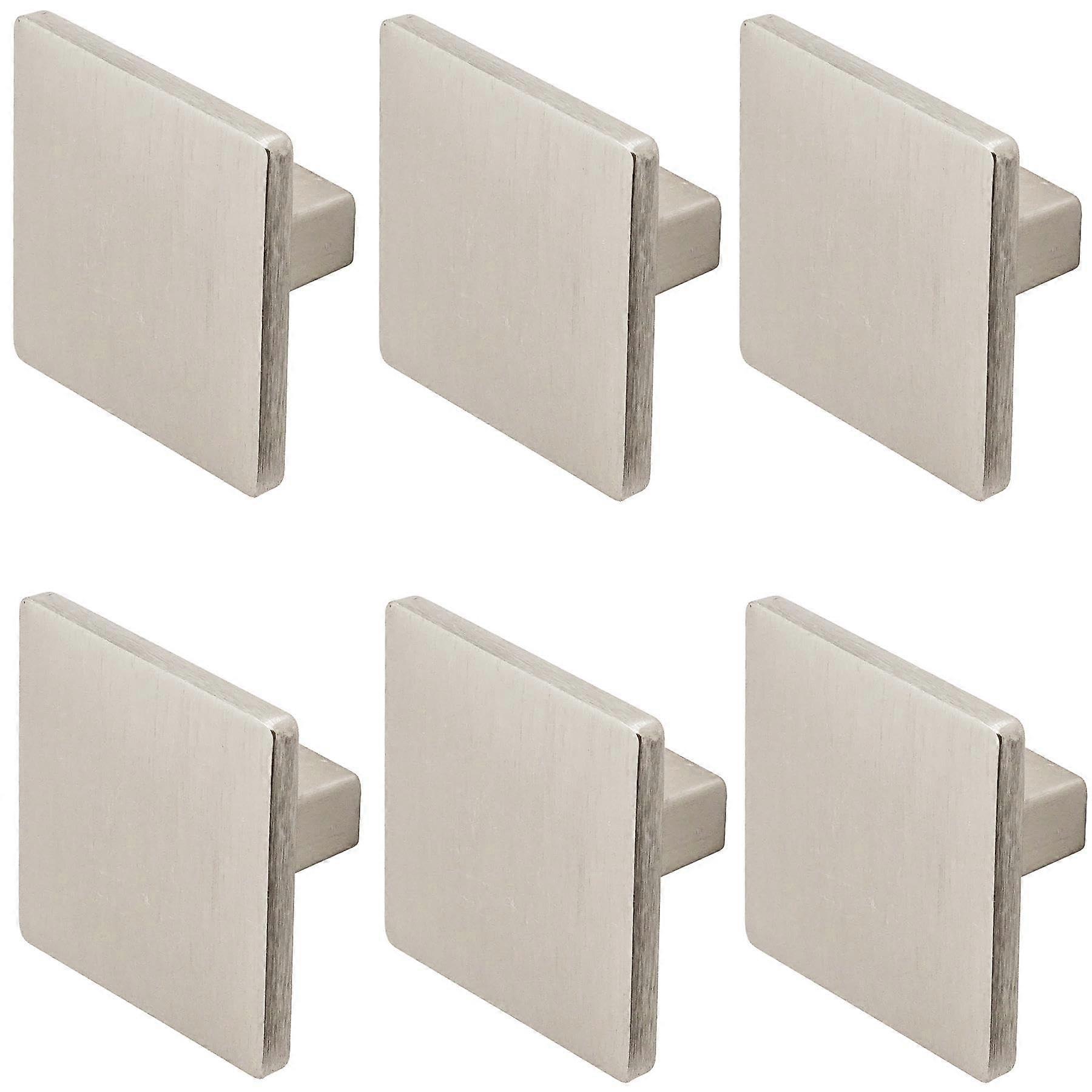 Brushed Chrome Square Cabinet Knobs and Drawer Handles, Modern Kitchen Cupboard Pulls 6 Pack