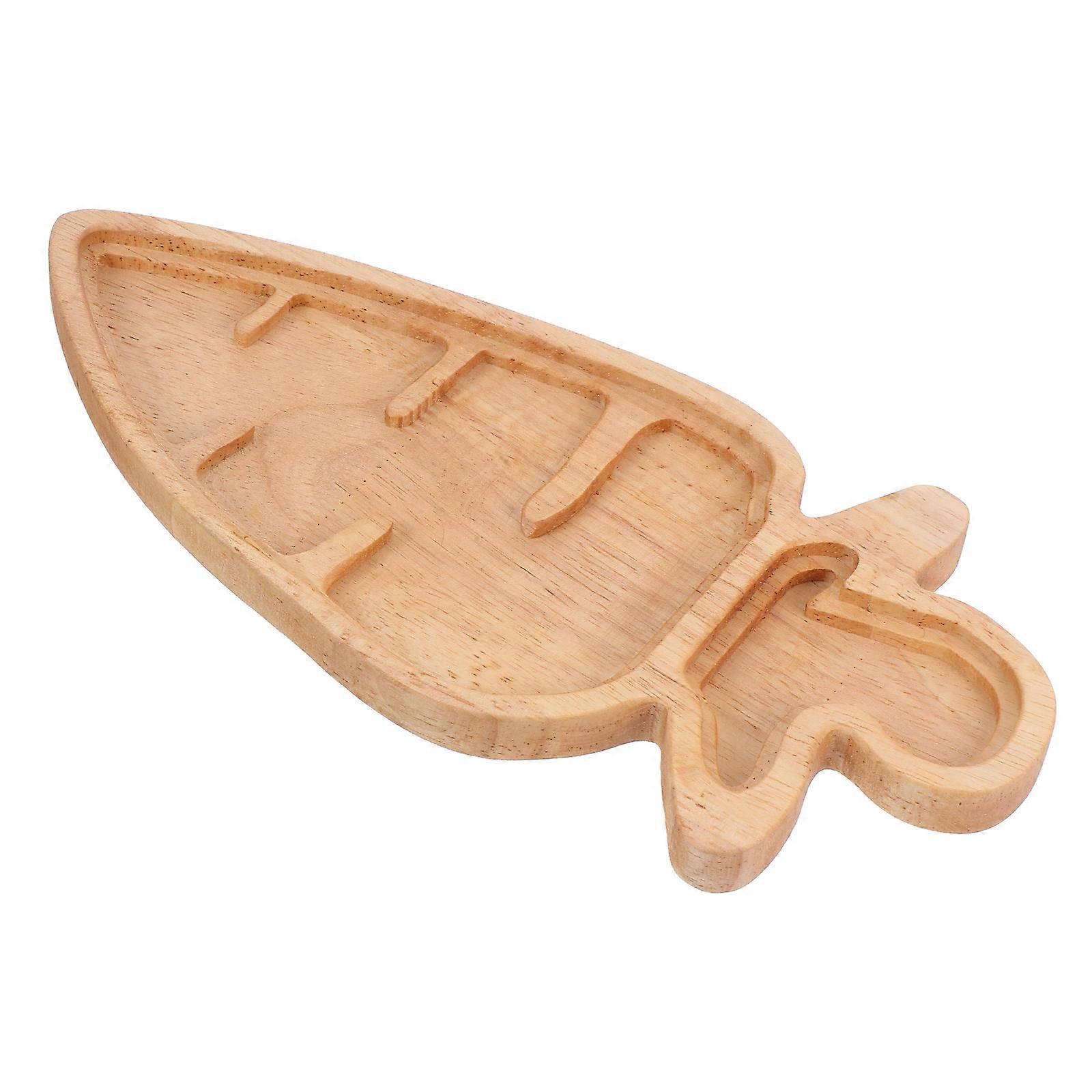 Solid Wood Platter for Snack Serving 3Pcs Easter Cartoon Tray