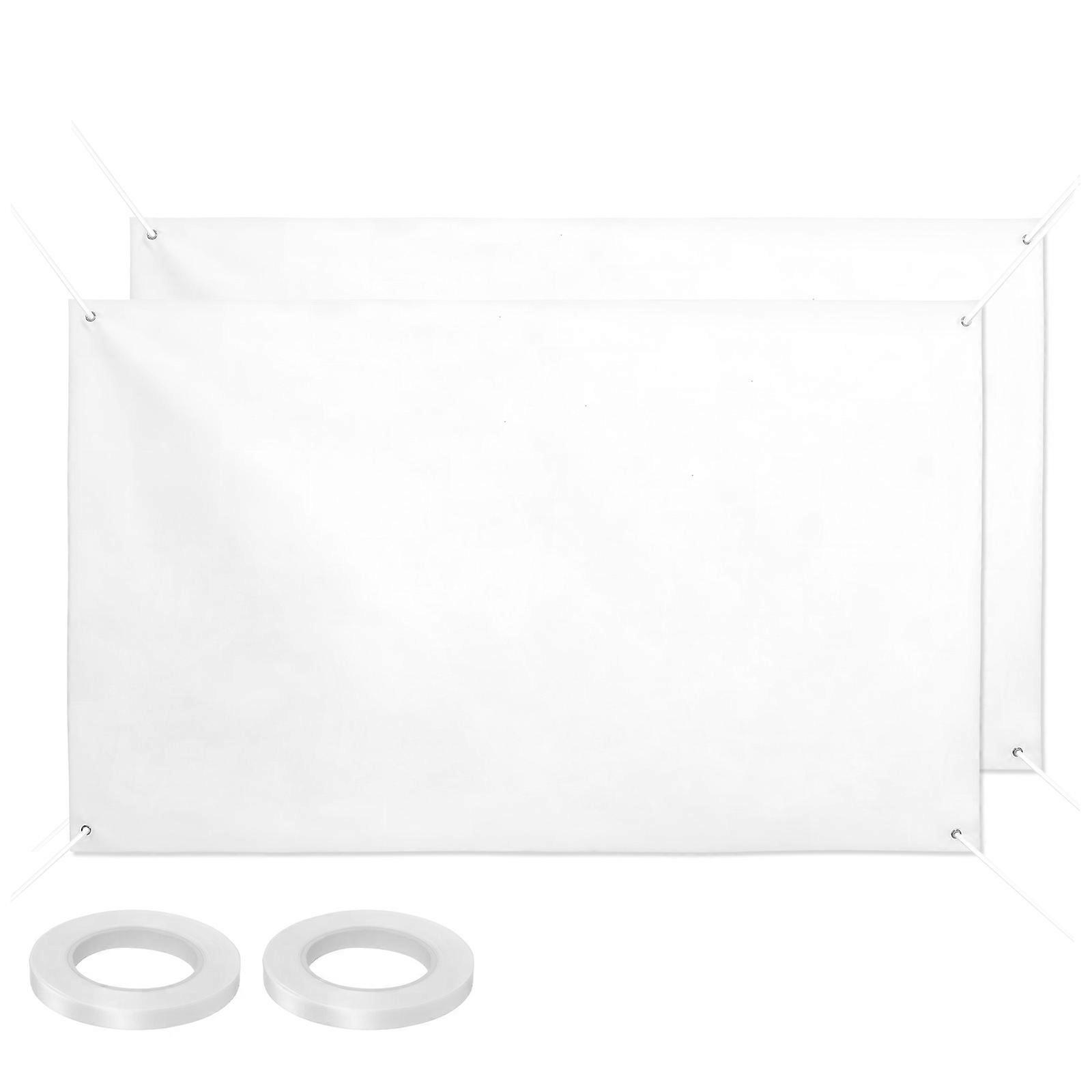 White Handpainted Banner Polyester Hanging Decoration 2Pcs Set