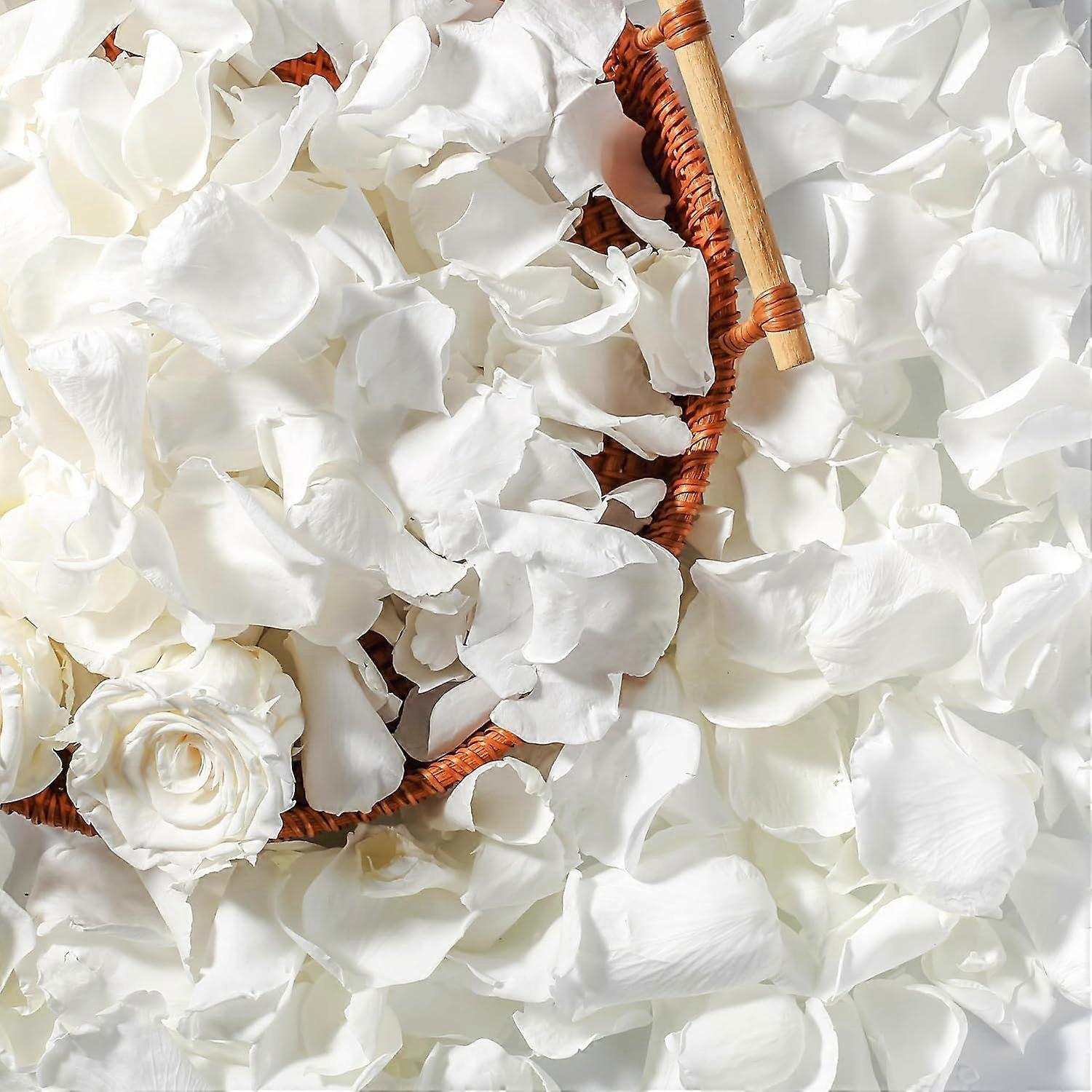 Echte, getrocknete, elfenbeinweiße Rosenblätter, gefroren konservierte Blütenblätter für Hochzeitsdekorationen, Bio-Konfetti, Rosen für Blumenmädchen, Tischdekorationen, Brautschmuck
