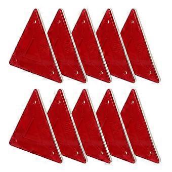 Señal de advertencia de cola de conducción nocturna de camión de 10 piezas Marco de advertencia triangular Señal de conducción segura reflectante de triángulo pequeño reflectante de camión (rojo)