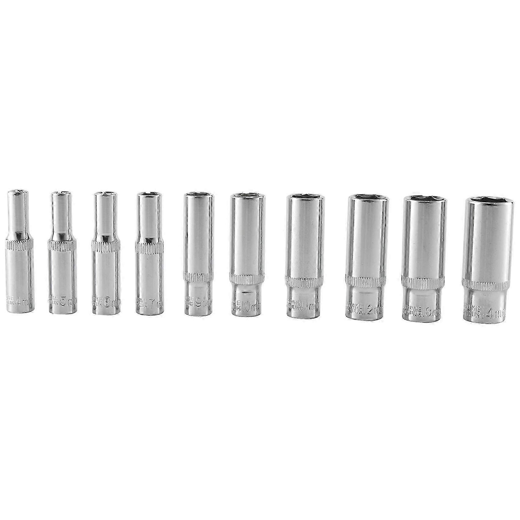 11 pcs. Hand Tools Deep 1/4 Inch Socket Set With 6 Point Hex Socket