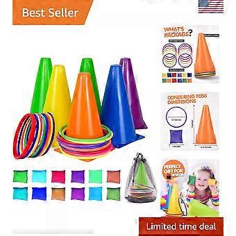 31 Pcs. Plastic Cones and Rings Games Ring Toss Games for Adults, Carnival Ga...