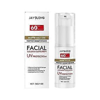 Crème solaire teintée pour le visage SPF 60, Crème hydratante teintée pour le visage SPF 60 pour les peaux sensibles, Crème solaire quotidienne teintée pour le visage, légère et respirante, non grasse