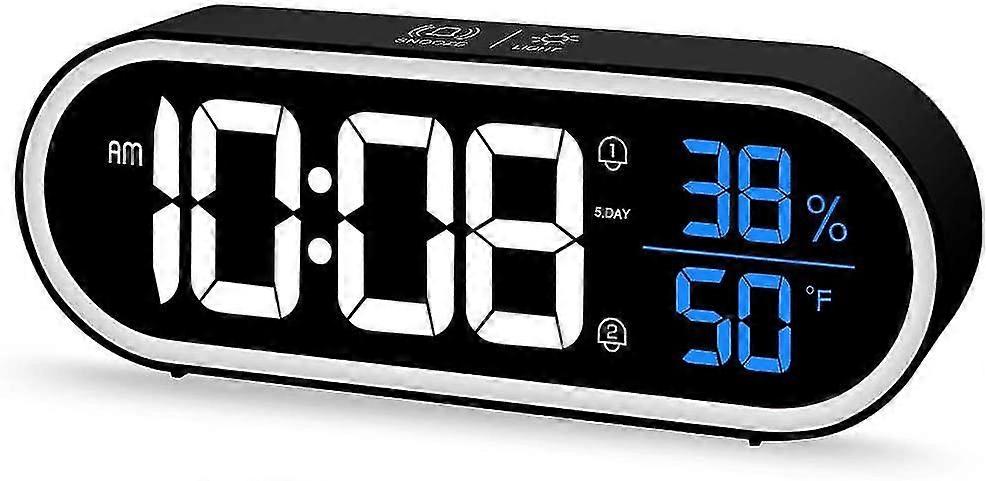 Digital Alarm Clock, Led Digital Clock With Temperature Humidity, Portable Table Gift