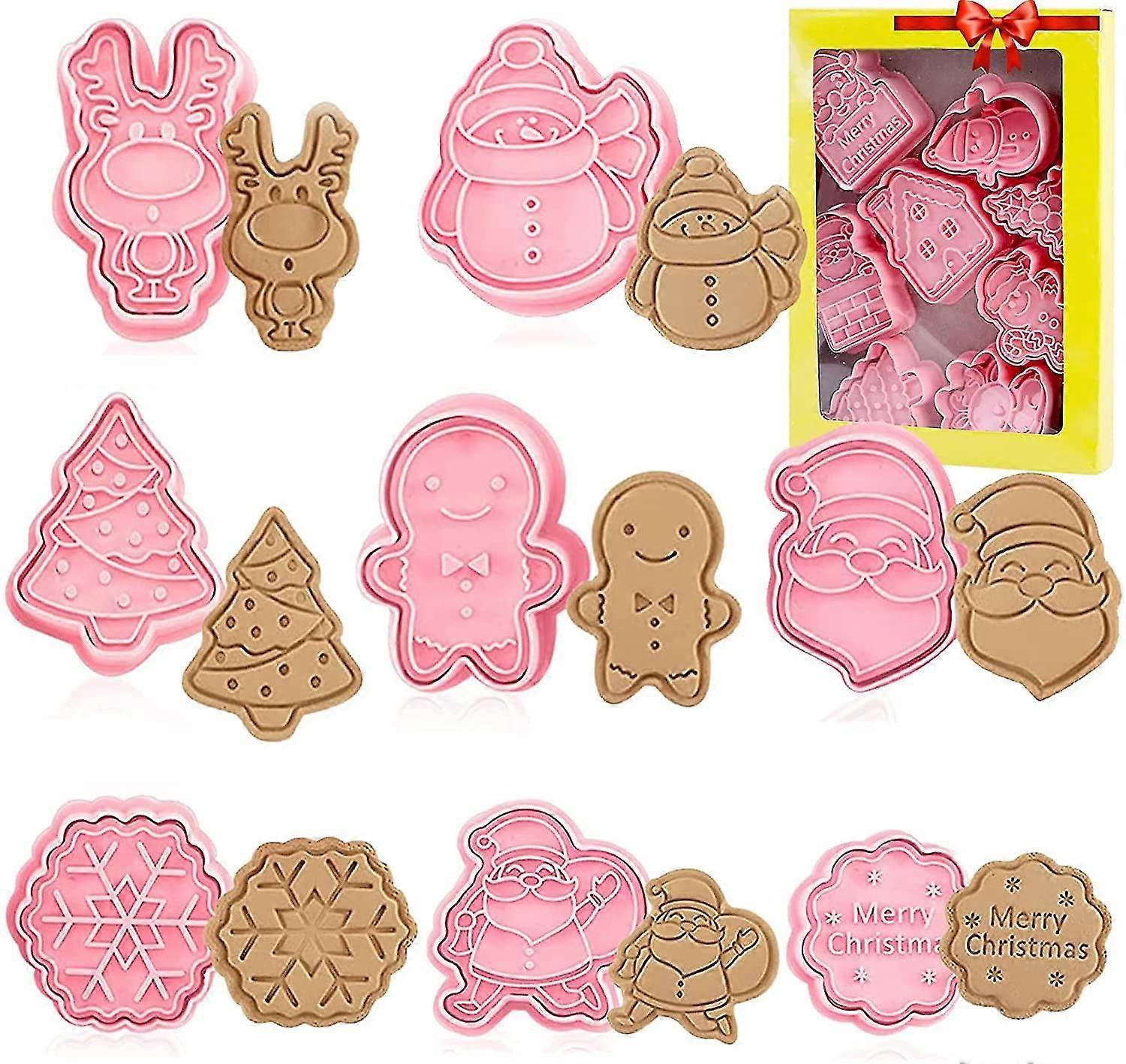 8 Pack Christmas Cookie Cutters Cookie Baking Moulds