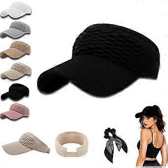 RUIYUE Visor Hat Women Women'S Breathable Knit Sun Visor Hat, Adjustable Stretch High Ponytail Sun Visor Hat For Daily Casual, Vacation