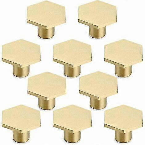 10pcs Solid Brass Hex Knobs, Cabinet Door Knobs Round Brass Knobs Furniture Knobs 30*21mm