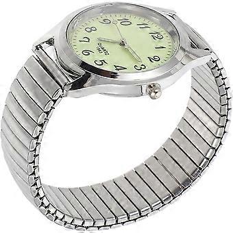 Couple Watches with Luminous Digital Display and Elastic Band Wristwatch for Elderly, Featuring Stainless Steel Classic Design and Comfortable to Wear