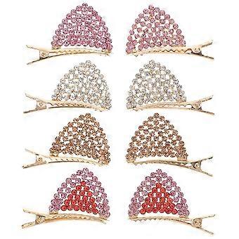 4 pares de presilhas de cabelo com orelhas de gato cravejadas de strass (pão cozido no vapor em formato de orelha de gato), presilhas de cabelo brilhantes com orelhas, presilhas de jacaré de cristal para meninas