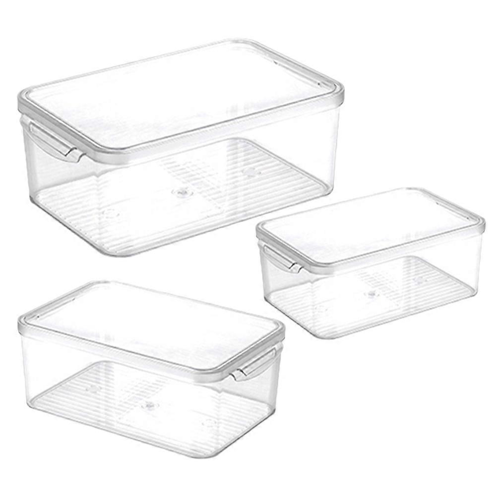 3pcs Refrigerator Organizer Bins Reusable Plastic Storage Case Stackable Fridge Organizer