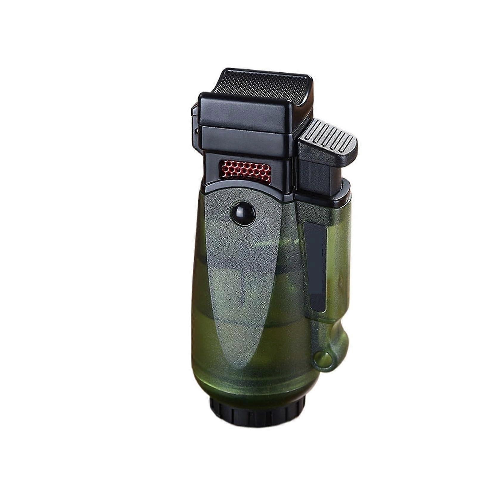 Torch Lighter Windproof Blue Flame Adjustable Butane Refillable Green Outdoor Camping