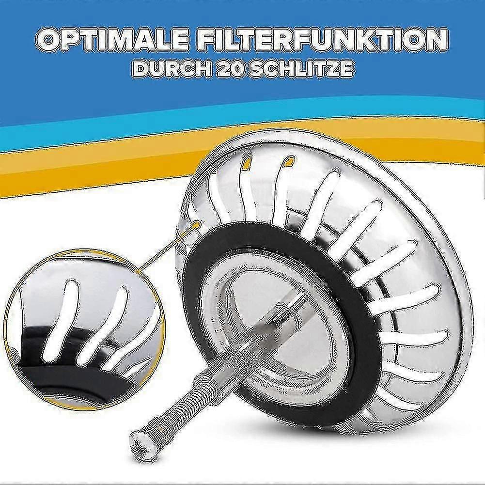 79/82mm Adjustable Kitchen Sink Drain Strainer, Rustproof Stainless Steel with Plug Function