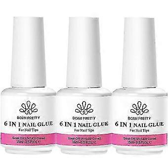 6-in-1-Nagelkleber-Gel, 15 ml, für Acrylnägel, Soak-Off-Basisgel, Decklack, UV-Verlängerungs-Nagelgel, Gel für künstliche Nagelspitzen