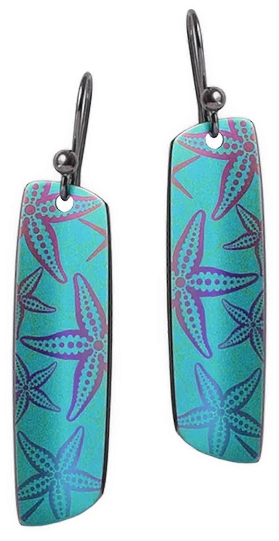 Ti2 Titanium Starfish Drop Earrings - Green