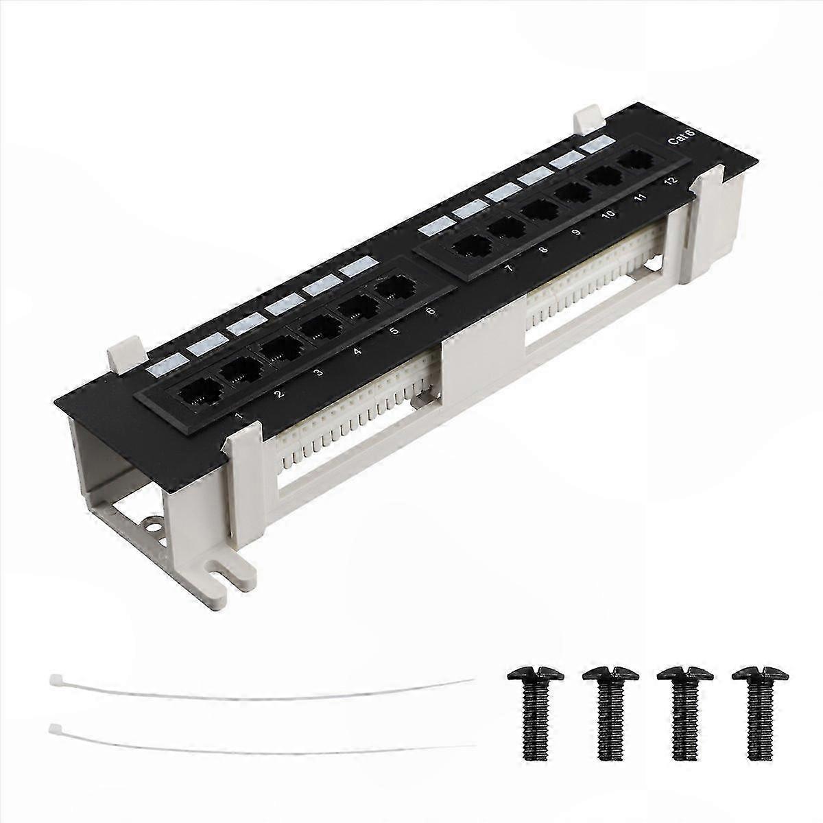 12-Port CAT6 Patch Panel RJ45 with Wall Bracket and Network Tool Kit