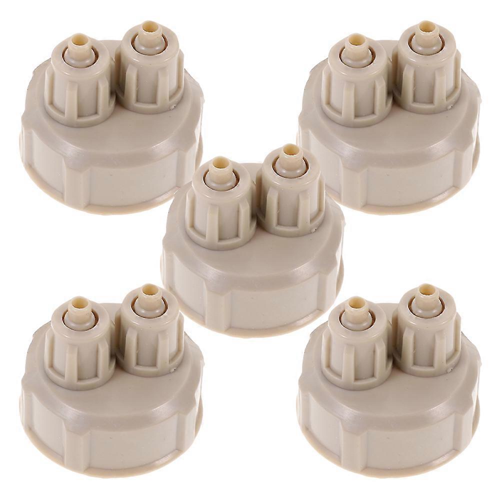 Quick Tightening Co2 Bottle Caps for Aquarium Reactors 5Pcs Beige ABS Material