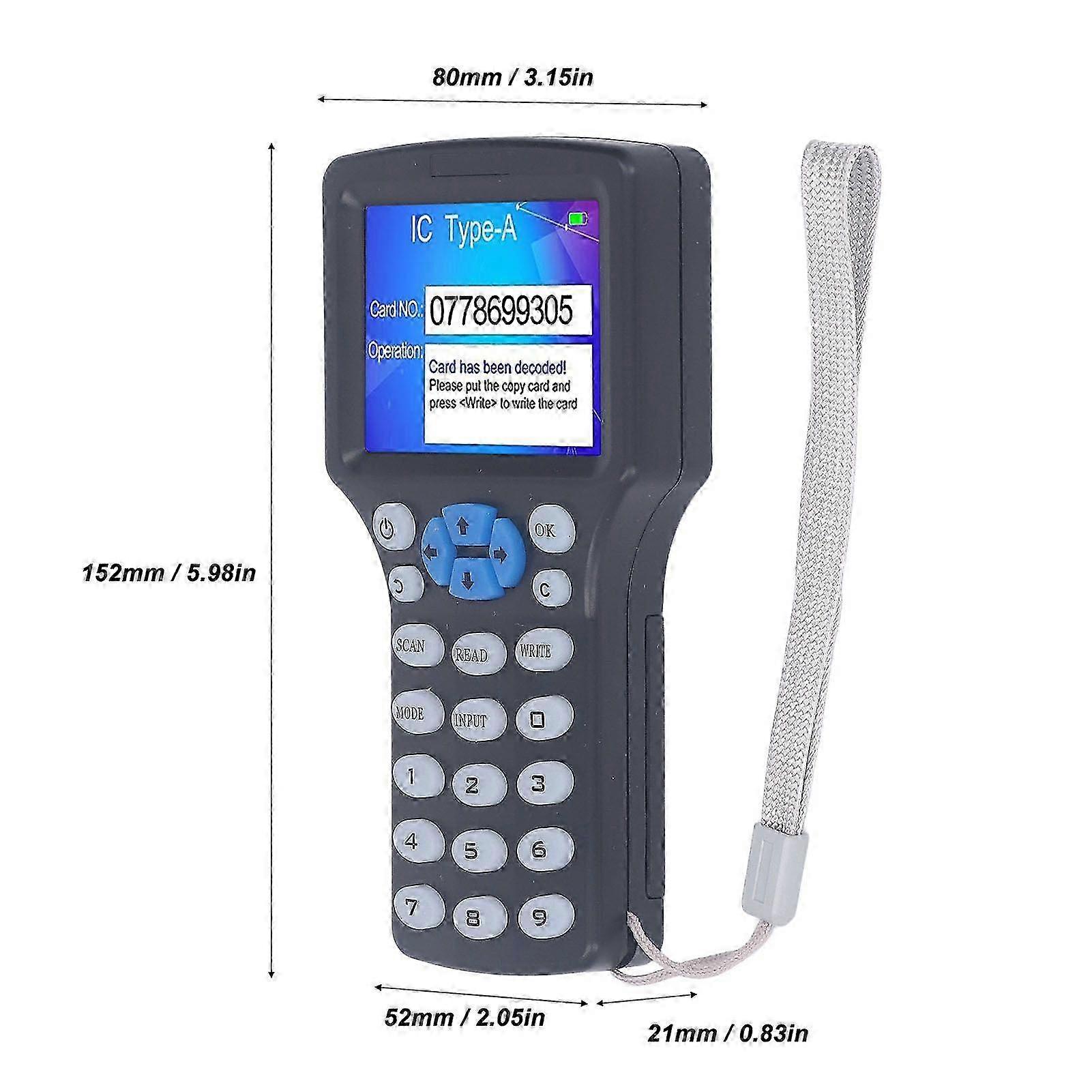 2025 Mais recente Modelo Preto NFC RFID Leitor de Cartão com UID Keychain HD 2.8 polegadas