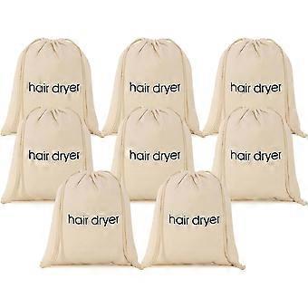 Set van 8 föhntassen - Met trekkoord - Beige 30*33 cm