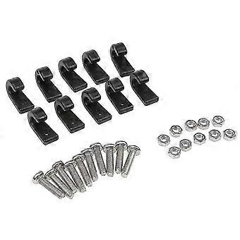10-Pack J-Shaped Bungee Cord Hooks with Screws & Nuts for Kayak
