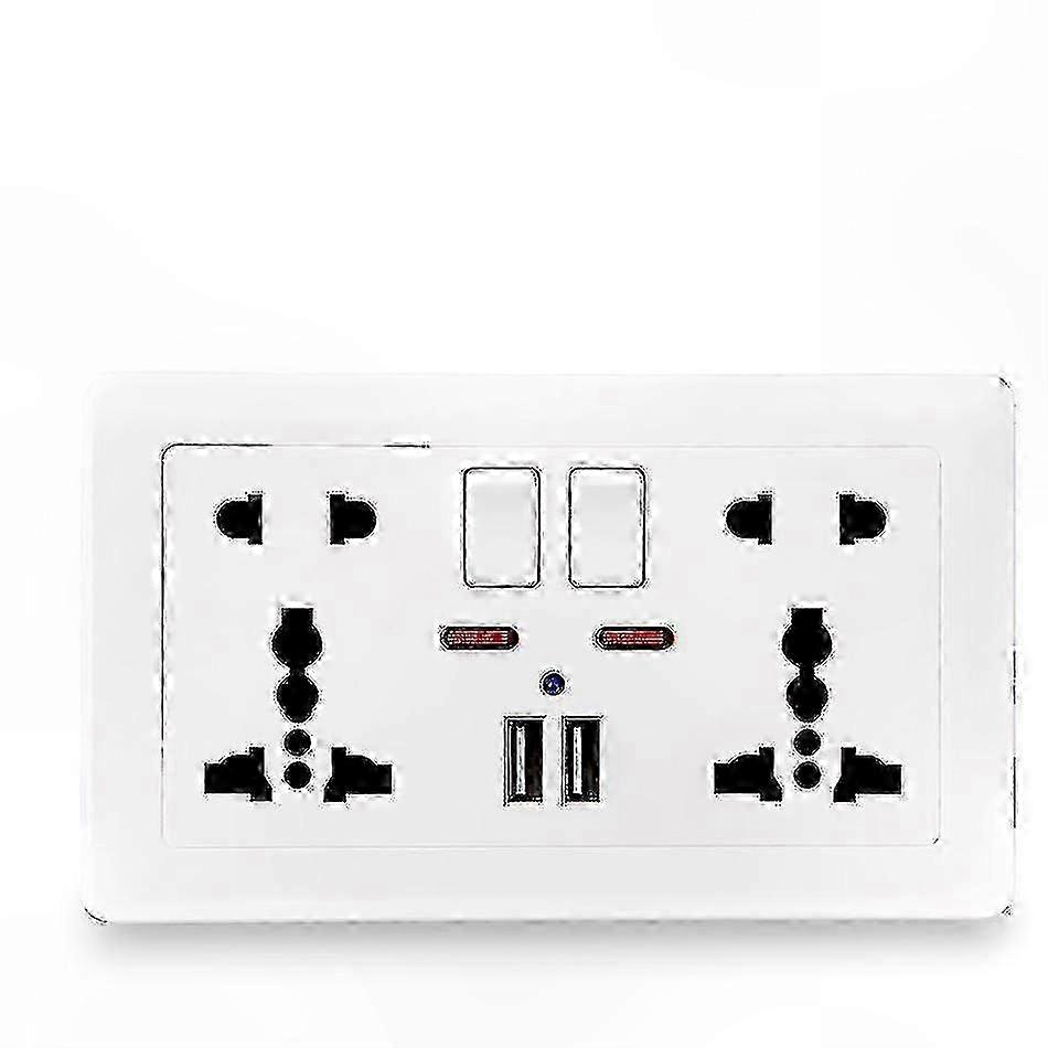 LED Indicator 5-Hole Universal Wall Power Socket, White