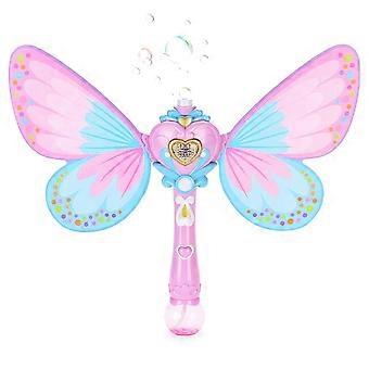 Pink Bubble Wand with Wings Set, Dual 50ml Bottles Bubble Solution, Fun Kids Outdoor Bubble Blower Toy