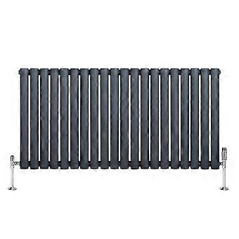 Design radiator - 600x1200 mm - Oval - Matte anthracite gray.