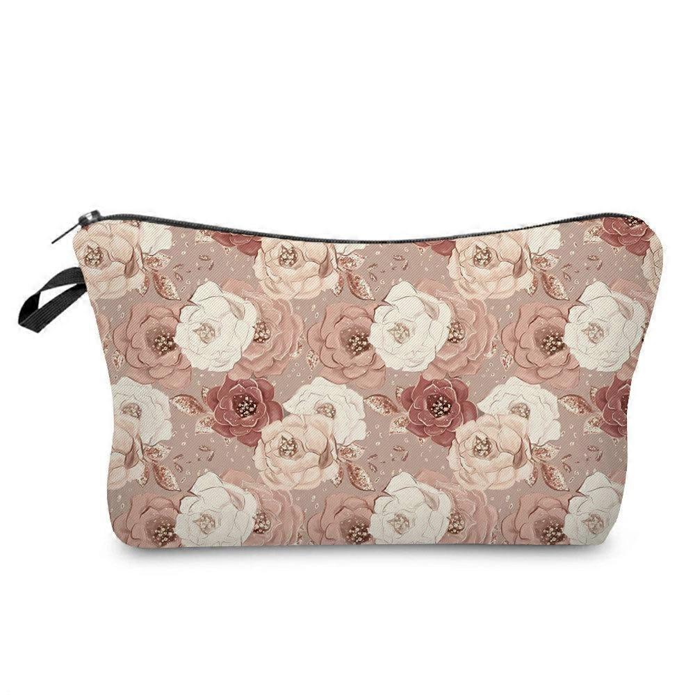 2pcs Polyester with Sponge Cosmetic bag Rectangle Rosy Brown 22x13.5cm