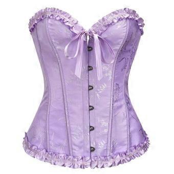 R10 Elegant Lace Bustier Corset Women Waist Evening Wear Party Corset for Strengthen Health Purple XXL