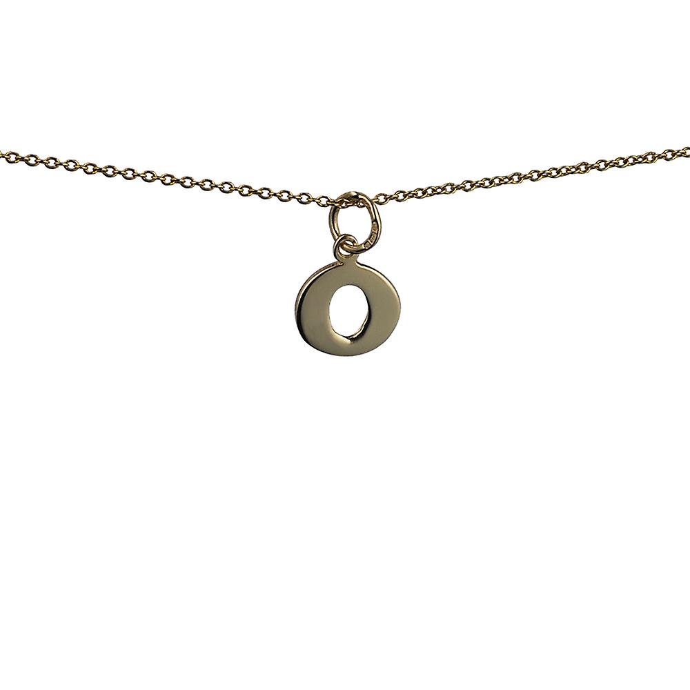 9ct Gold 11x10mm plain Initial O Pendant with a cable Chain 20 inches