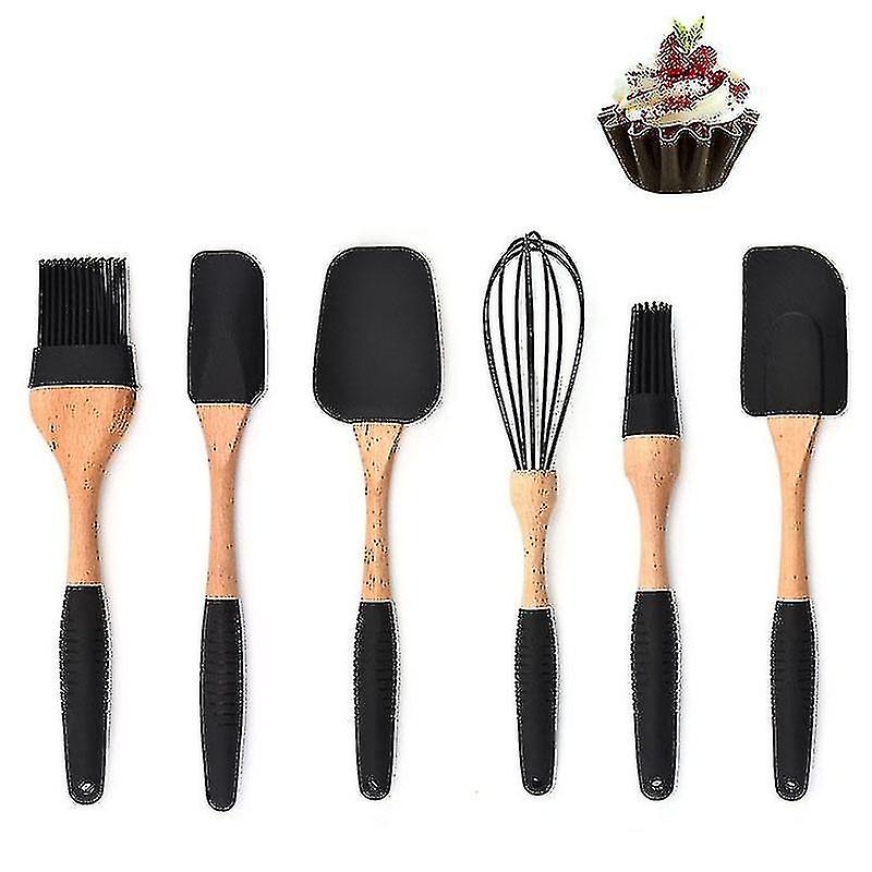 7pcs Silicone Kitchen Utensil Wooden Handle Kitchenware Tools|cooking