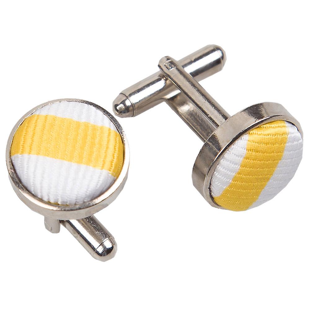 White and Yellow Thin Stripe Cufflinks