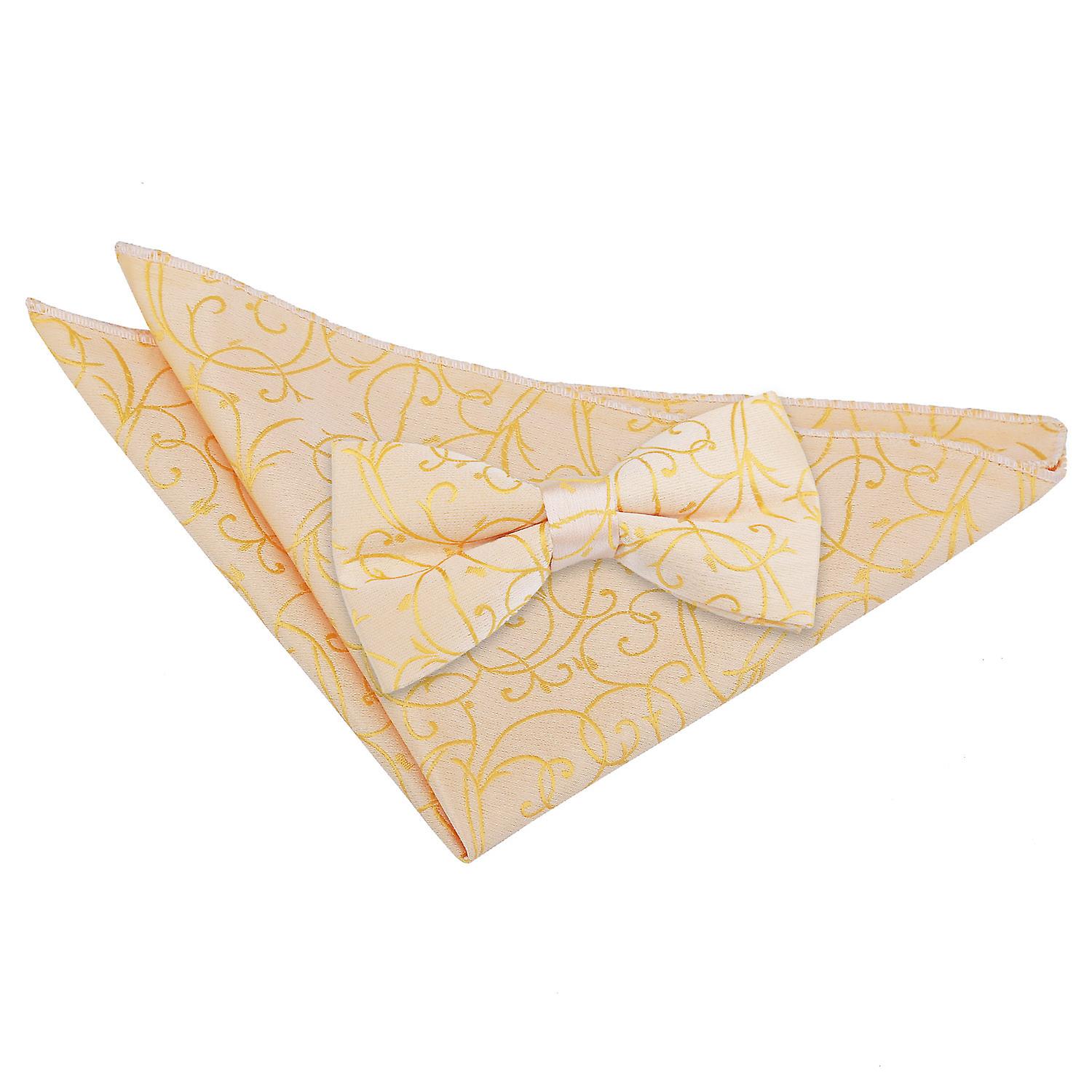Gold Swirl Bow Tie and Pocket Square Set