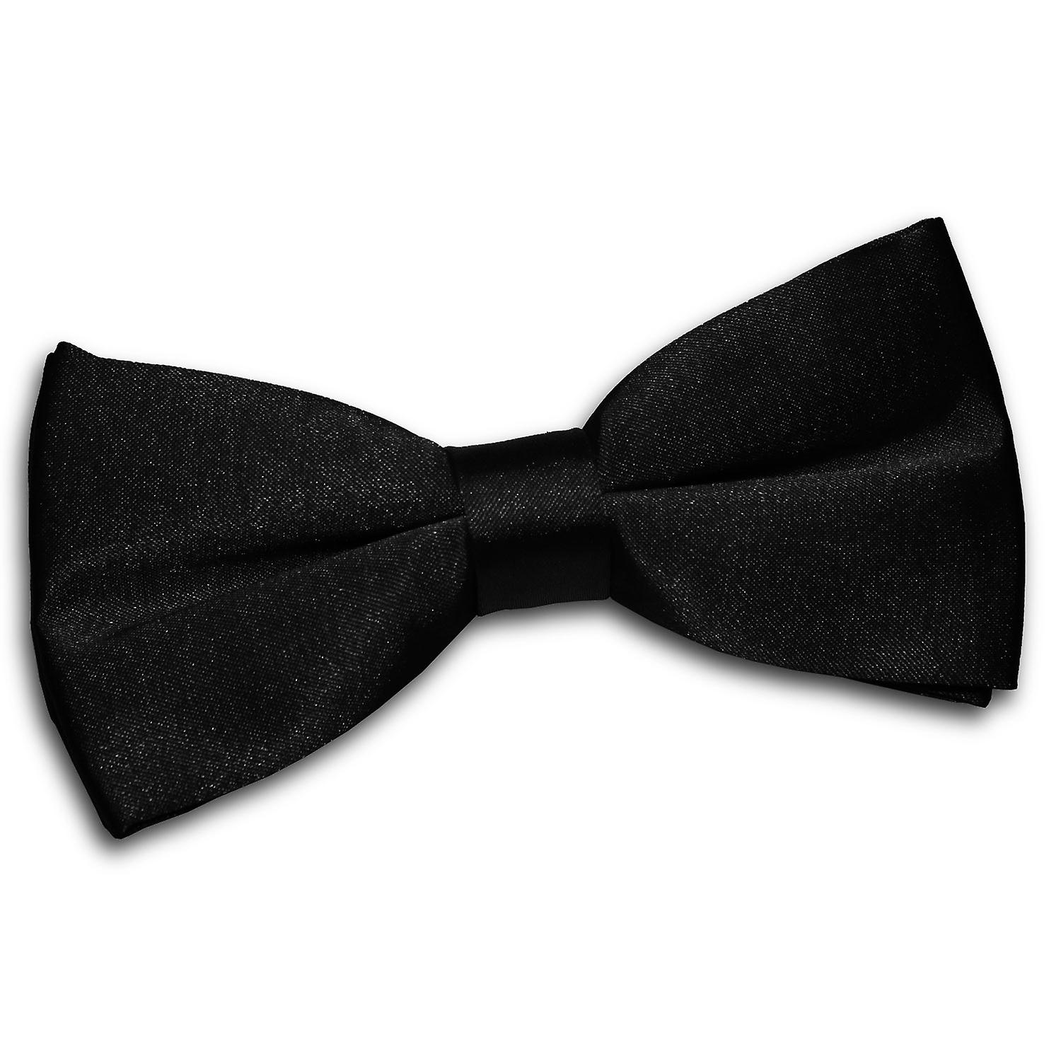 Black Plain Satin Pre-Tied Bow Tie